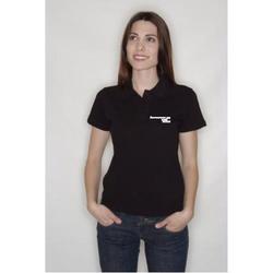 Black Cotton Poloshirt for Women