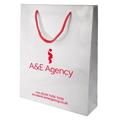 A&E Agency A4 White Gloss Laminated Bag With Red Rope Handles